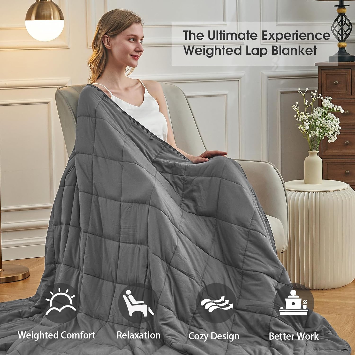 Illustration of Deep Pressure Stimulation using a weighted blanket