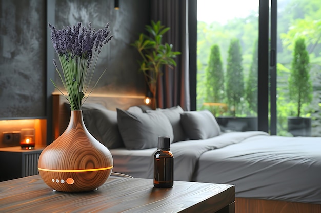 Lavender reed diffuser on shelf