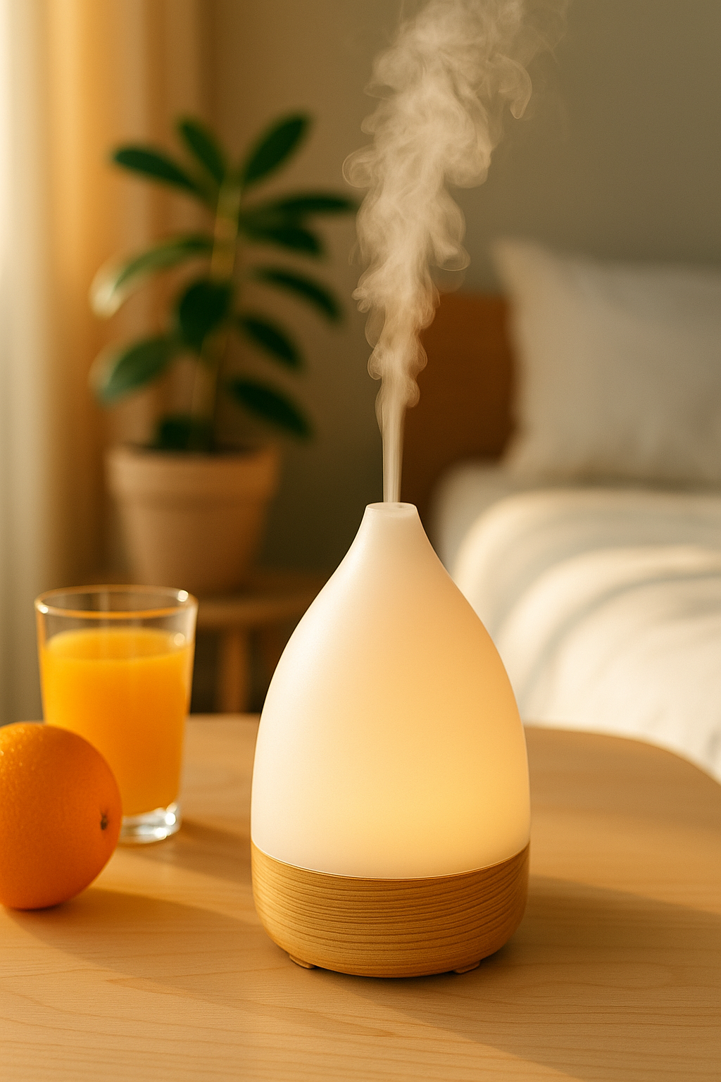 Morning diffuser with citrus oil in soft light