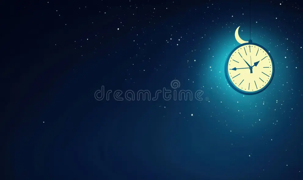 Clock and moon night time