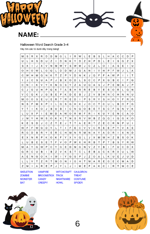 Halloween Word Search Grade 1 Preview