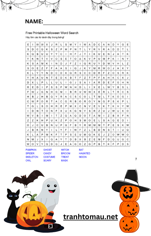 Halloween Word Search Printable Preview