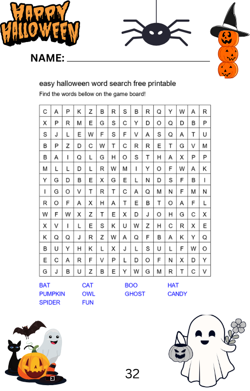 Easy Halloween Word Search Free Printable - Preview
