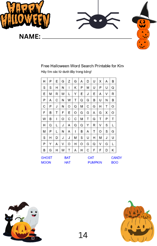 Free Halloween Word Search Printable for Kindergarten Preview