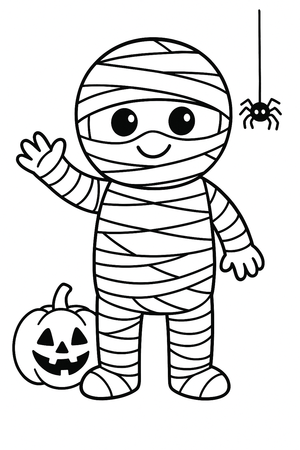Friendly Mummy Coloring Page for Halloween preview