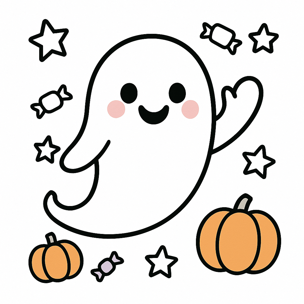 Ghost Coloring Page for Preschoolers - Preview