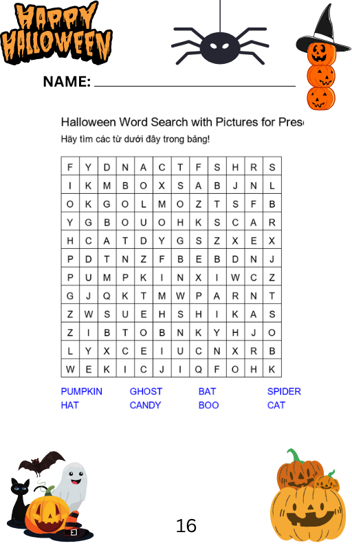 Halloween Word Search with Pictures for Preschoolers Preview