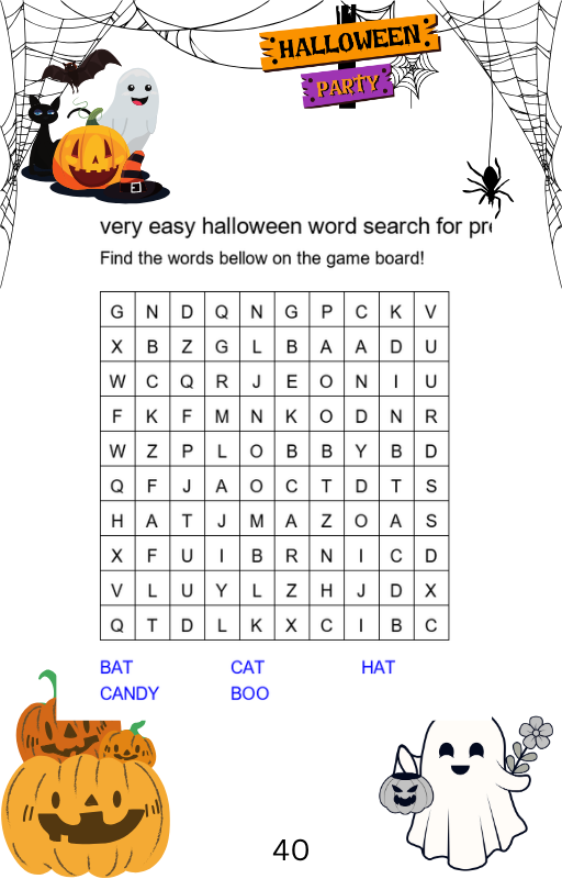 Very Easy Halloween Word Search for Preschool Preview