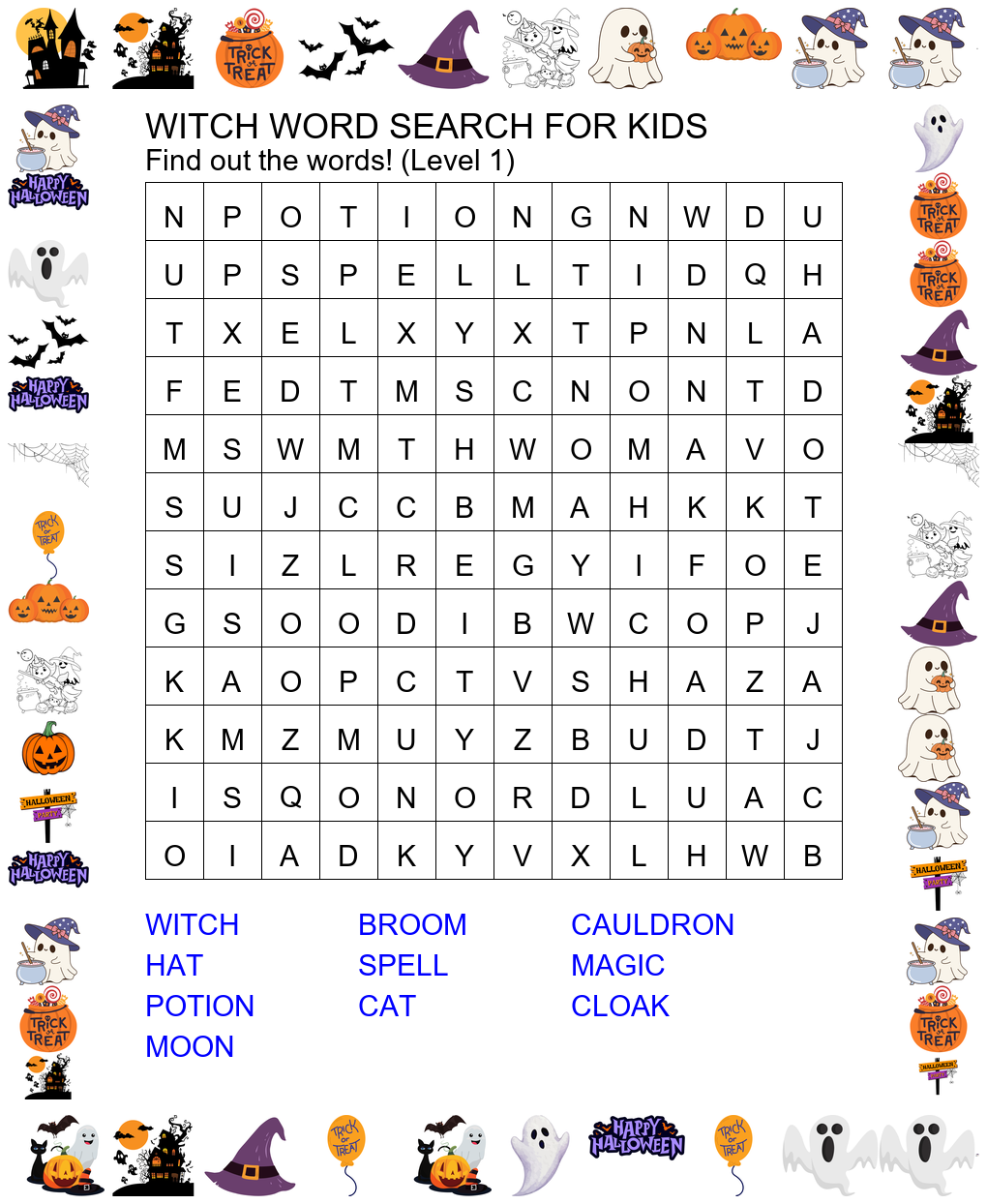 Witch Word Search Game Preview